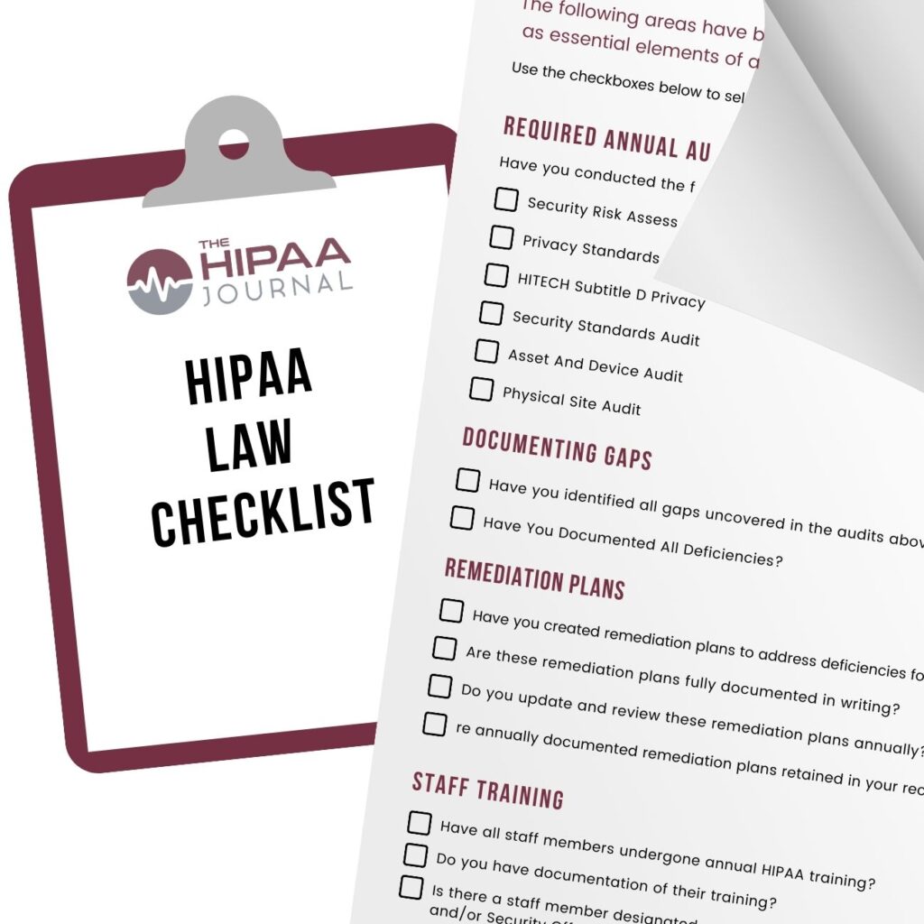 HIPAA Law Checklist For HIPAA Law Compliance