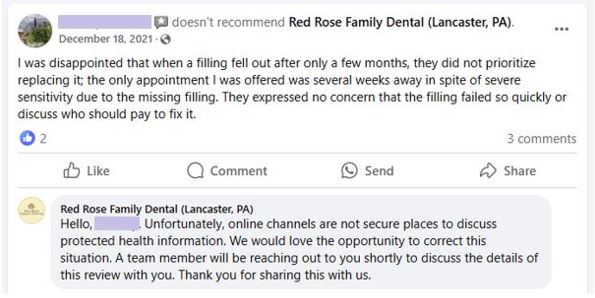 HIPAA Compliance Examples - Red Rose Family Dental